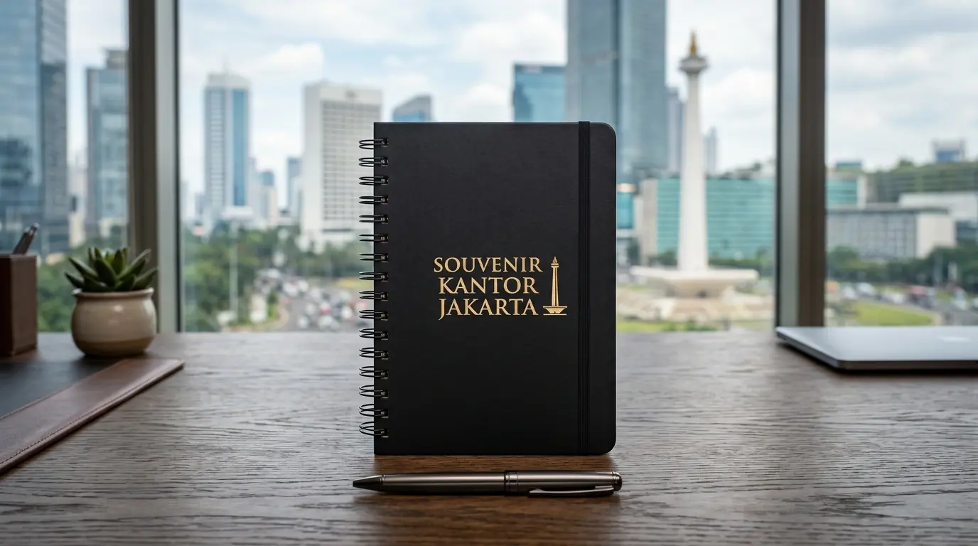 Notebook souvenir kantor custom logo untuk seminar dan corporate event