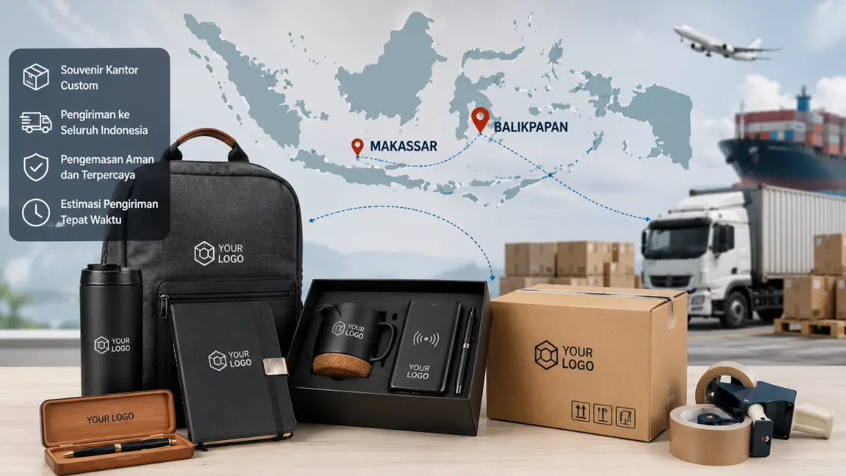 Paket souvenir kantor custom siap dikirim ke berbagai kota di Indonesia
