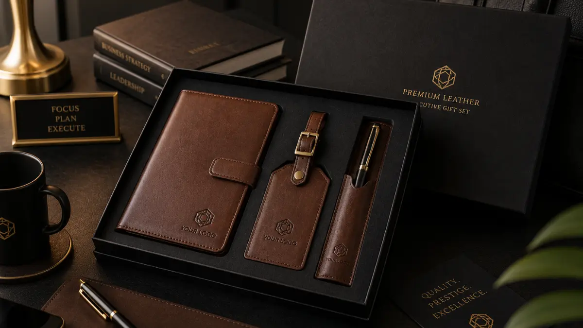 Souvenir kulit asli untuk kantor premium